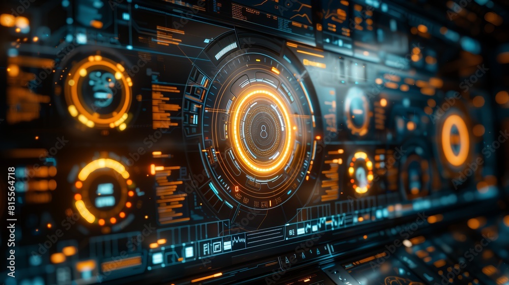 Obraz premium Illuminated Chronicles: Navigating the Glowing Time Vortex