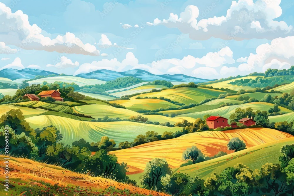A Journey Through the Rolling Hills of a Picturesque Rural Landscape