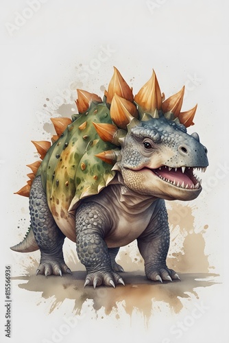 Fantasy dinosaur in watercolor style