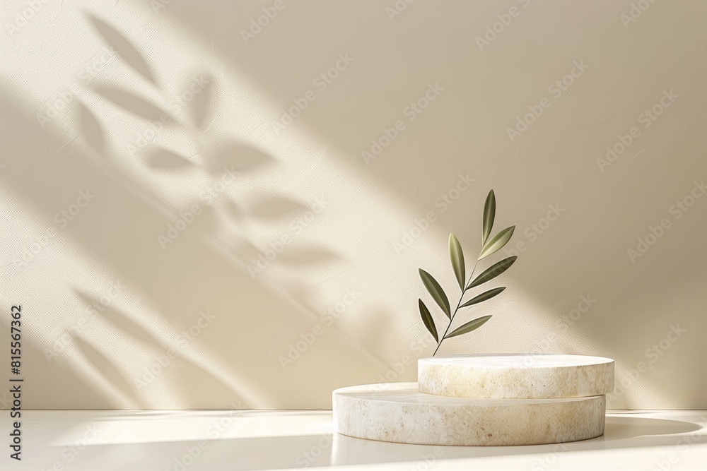 A small, round pedestal with a plant in a vase on top of it A small, round pedestal with a plant in a vase on top of it