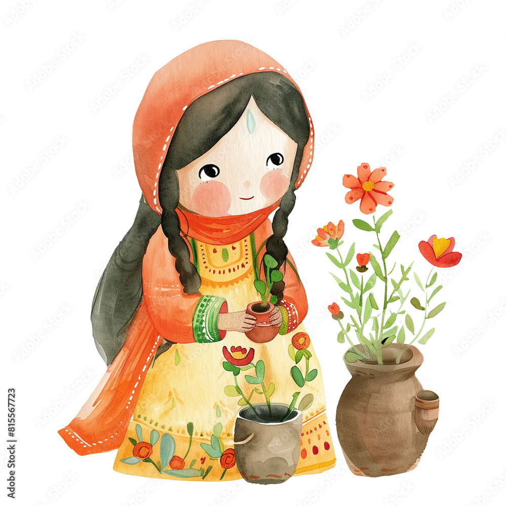 cute Indian Buildable Heartwarming Mother Gardening