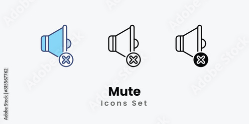 Mute Icons thin line and glyph vector icon stock illustration