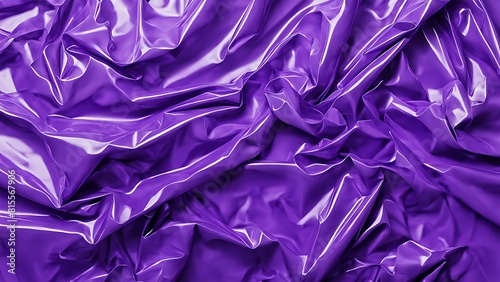 Abstract seamless cellophane horizontal background. Glossy crumpled texture, rich violet color