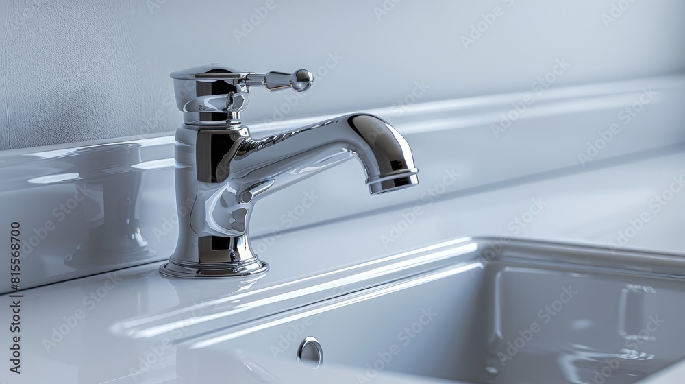 Close-up of silver faucet in the bathroom with splashing water Close-up of silver faucet in the bathroom with splashing water