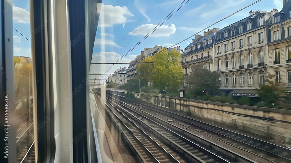 Fototapeta premium View from the train window to the railway