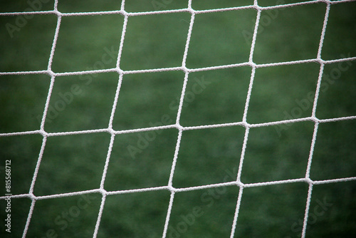 Soccer goal net close-up shot, perfect for sports-related stock photography. photo