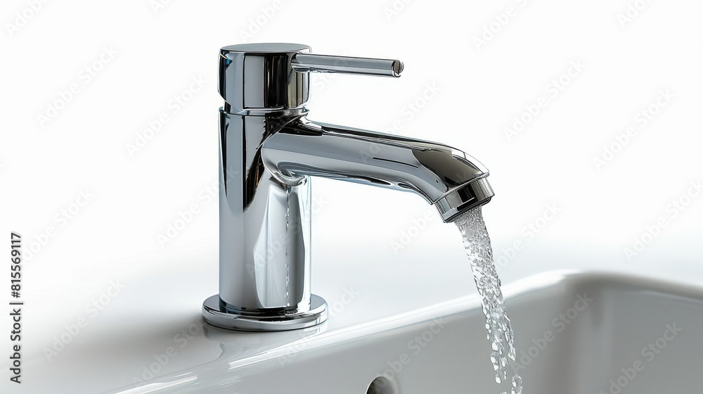 Close-up of silver faucet in the bathroom with splashing water Close-up of silver faucet in the bathroom with splashing water