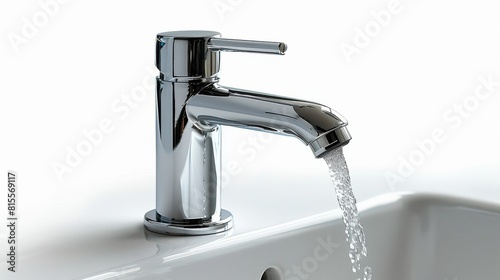 Close-up of silver faucet in the bathroom with splashing water