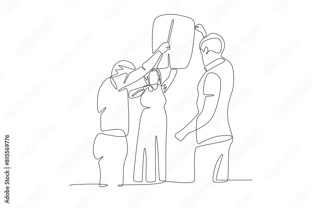 People who will fly lanterns. Sao joao concept one-line drawing People who will fly lanterns. Sao joao concept one-line drawing