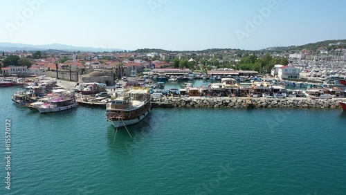 Sigacik Marina in the Cittaslow City Seferihisar Drone video, Izmir Turkey
