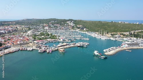 Sigacik Marina in the Cittaslow City Seferihisar Drone video, Izmir Turkey