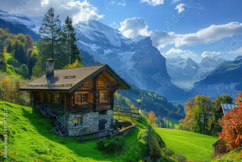 Tranquil Beauty of the Swiss Alps Outdoor Landscape
