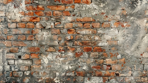 Old brick wall background with Grunge texture panoramic vintage view. Generated AI image