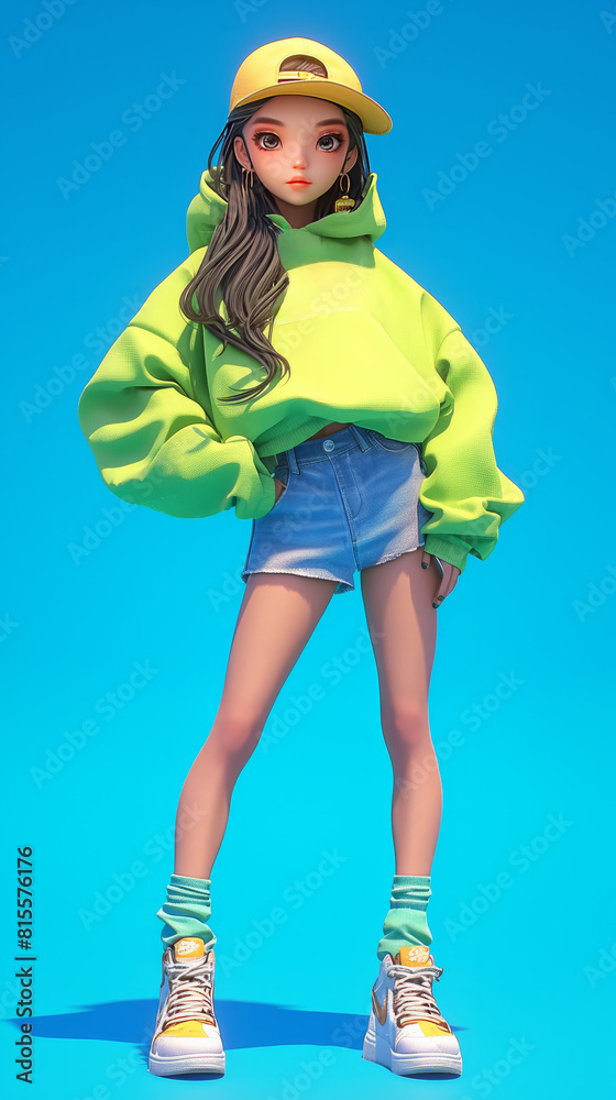 Summer dopamine color 3D character illustration Summer dopamine color 3D character illustration