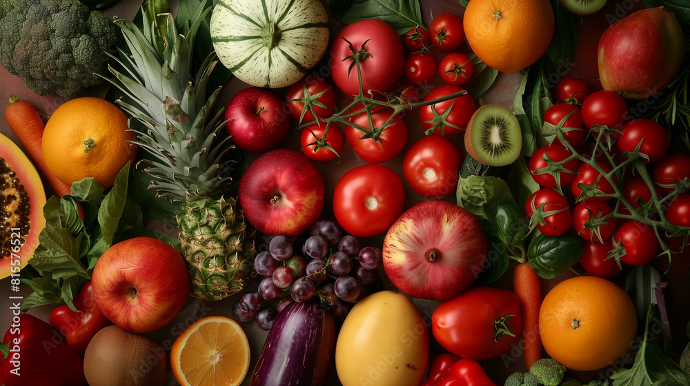 Photo of Assorted Fruits and Vegetables Displayed on a Table