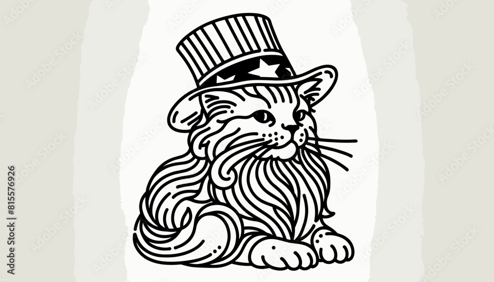 Oriental Cat 4th July Line Art Celebration USA (United State) Art Cute Cartoon For Independence Day Animal Patriotic with American Flag Memorial Day Clip Art Oriental Cat 4th July Line Art Celebration USA (United State) Art Cute Cartoon For Independence Day Animal Patriotic with American Flag Memorial Day Clip Art