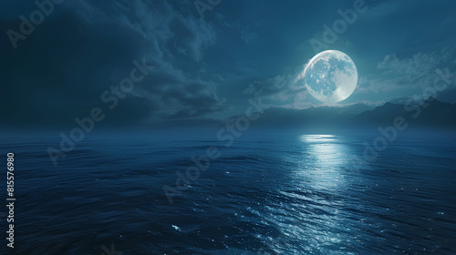 full moon over sea