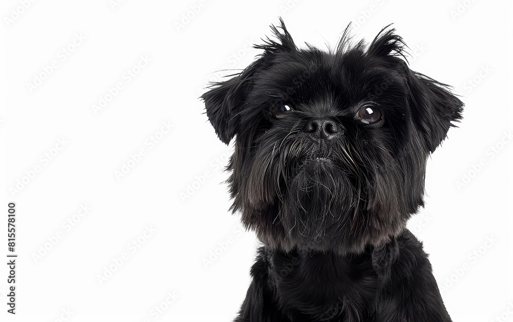 The Affenpinscher's striking gaze is the focal point in this image, set against a pure white background. Its black coat contrasts sharply, adding to the intensity of the moment. The Affenpinscher's striking gaze is the focal point in this image, set against a pure white background. Its black coat contrasts sharply, adding to the intensity of the moment.