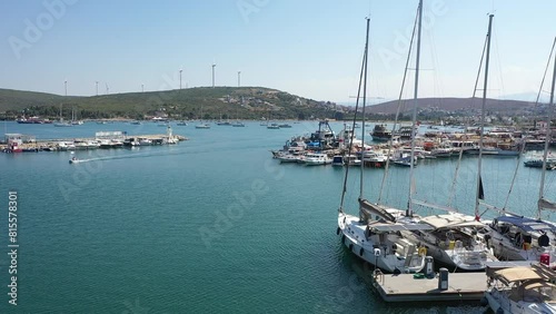 Sigacik Marina in the Cittaslow City Seferihisar Drone video, Izmir Turkey