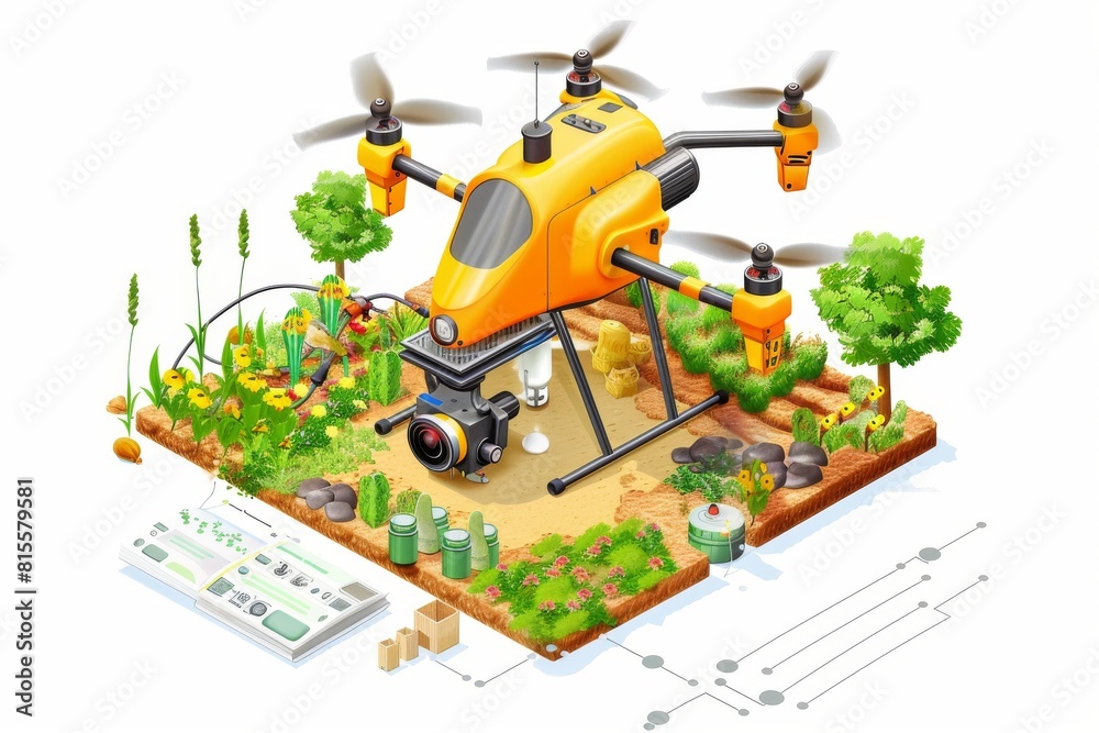 Unmanned drone technology aids agricultural research in smart farming, utilizing aerial vehicles to seed and water fields effectively in agriculture Unmanned drone technology aids agricultural research in smart farming, utilizing aerial vehicles to seed and water fields effectively in agriculture