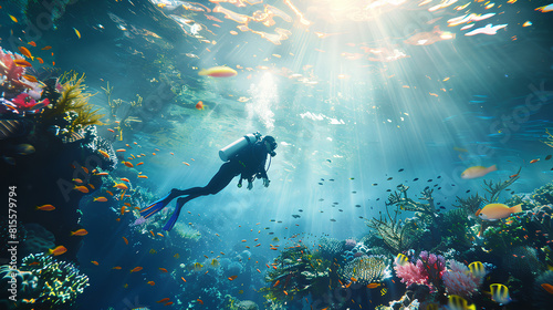 scuba diver and reef