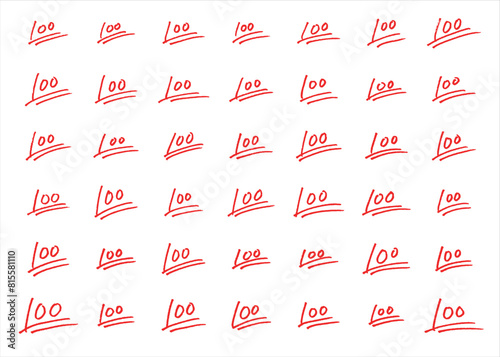 手描きのテスト100点表記