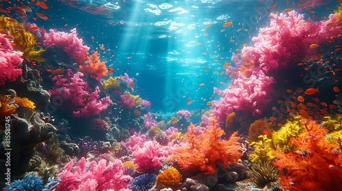 Dive beneath the surface to discover the vibrant world of coral reefs, where intricate formations and colorful inhabitants come to life in stunning 8K detail, a true feast for the eyes. photo