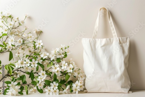 Mockup white Tote bag with copy space for advertising