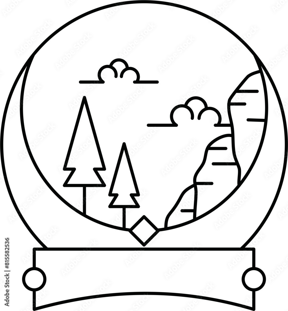 Minimal Circle Adventure Badge Logo Outline Design Element Vector