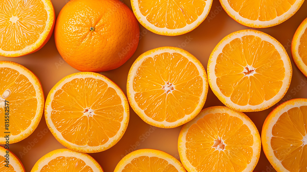 The freshness of the orange, The beauty and freshness of the bright colors The freshness of the orange, The beauty and freshness of the bright colors