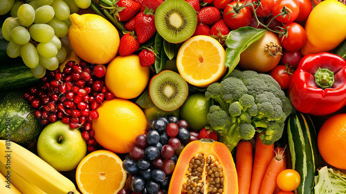 Photo of Close Up of a Variety of Fresh Fruits and Vegetables