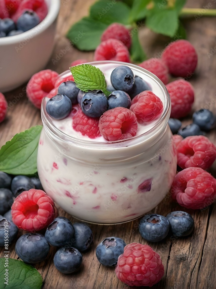yogurt with berries and blueberries yogurt with berries and blueberries
