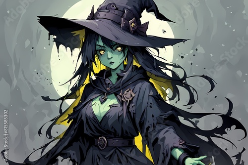 Halloween anime witch fantasy art illustration