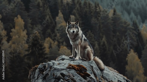 Timber wolf hunting in mountain   Generative AI