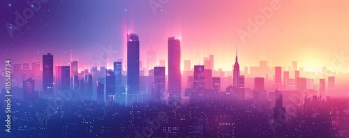 A futuristic metropolis where towering skyscrapers soar into the sky  their reflective surfaces shimmering in the light of a thousand stars.   illustration.