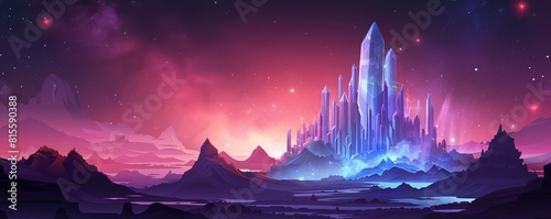 A celestial citadel floating amidst the stars  its crystalline spires reaching towards the heavens in an eternal quest for enlightenment.   illustration.