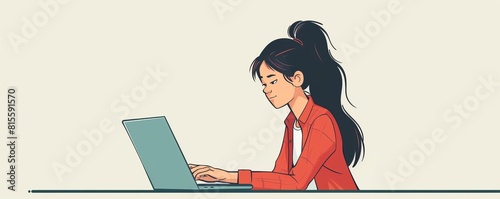 A woman using a laptop and smartphone   illustration © Coosh448