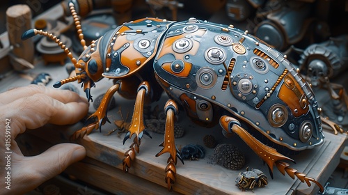 Dive into the intricate details of a beetle's exoskeleton, each segment a marvel of natural engineering finely crafted over millennia.