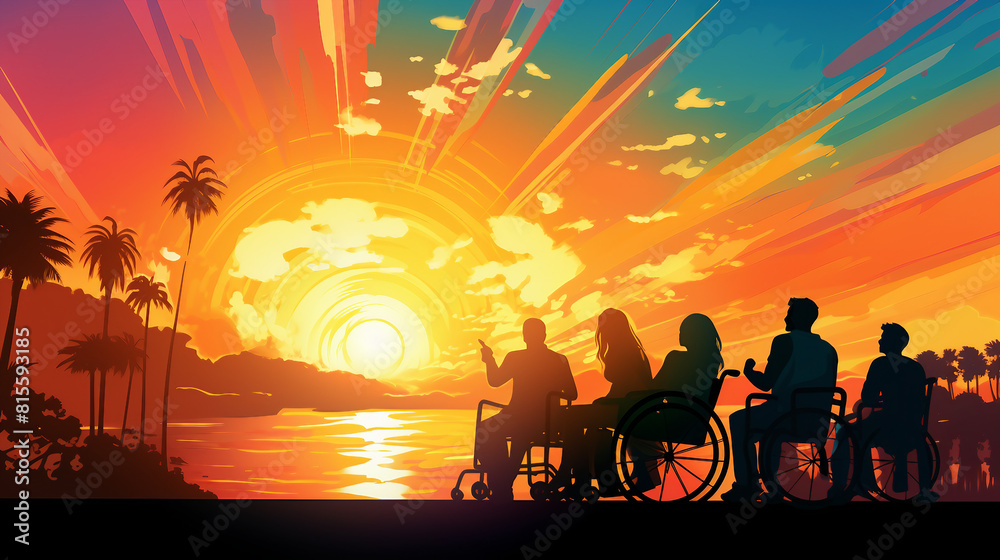Silhouettes of diverse people, men, women, and disabled individuals in ...