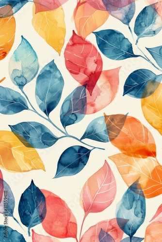 Art background modern is made up of watercolor hand drawn leaves 