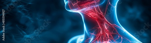 Illustration of Carotid Arteries in the Neck: Detailed Vascular Anatomy
