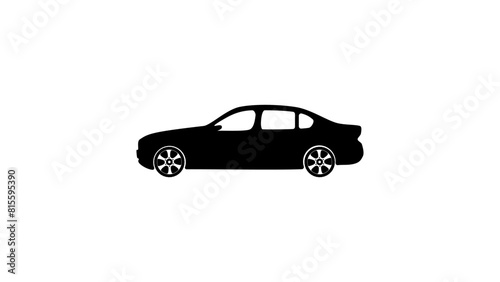 sedan car profile, black isolated silhouette
