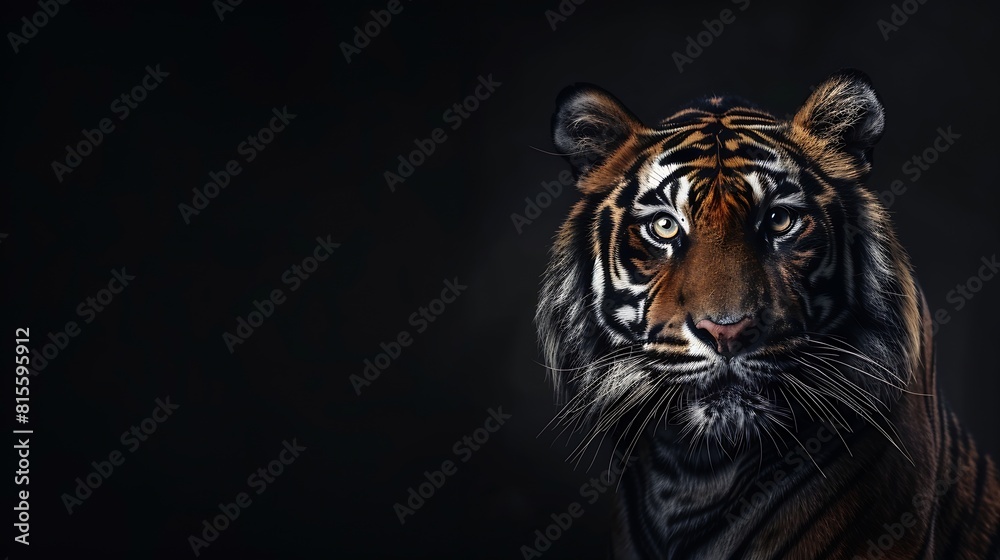 Fototapeta premium Sumatran tiger Panthera tigris sumatrae beautiful animal and his portrait : Generative AI