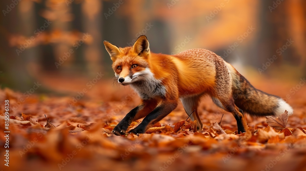 Cute Red Fox Vulpes vulpes in fall forest Beautiful animal in the nature habitat Wildlife scene from the wild nature Germany Europe Cute animal in habitat Red fox running on orange aut : Generative AI Cute Red Fox Vulpes vulpes in fall forest Beautiful animal in the nature habitat Wildlife scene from the wild nature Germany Europe Cute animal in habitat Red fox running on orange aut : Generative AI