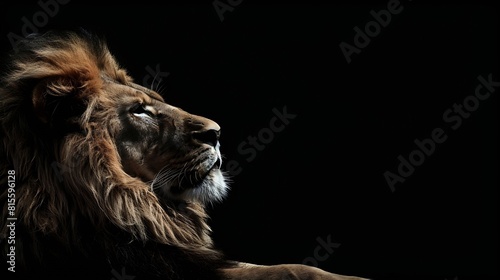 Lion king isolated on black  Portrait Wildlife animal   Generative AI