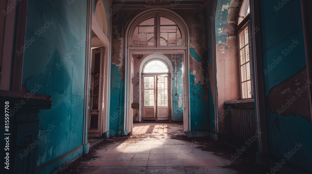 Fototapeta premium Old abandoned forgotten historical mansion Former Philipov manor Moscow region : Generative AI