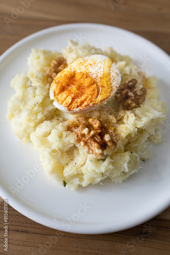 The Atascaburras o brandada is a dish typical of Spanish cuisine made with cod, potatoes, garlic, and eggs photo