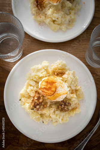 The Atascaburras o brandada is a dish typical of Spanish cuisine made with cod, potatoes, garlic, and eggs photo