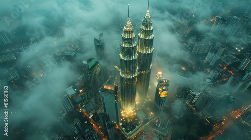 The photo shows a beautiful aerial view of the City of Kuala Lumpur, the capital city of Malaysia.