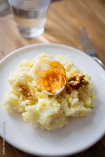The Atascaburras o brandada is a dish typical of Spanish cuisine made with cod, potatoes, garlic, and eggs photo